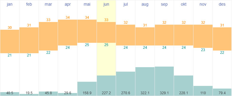 Average temperatures and rainfall in Manila, Philippines